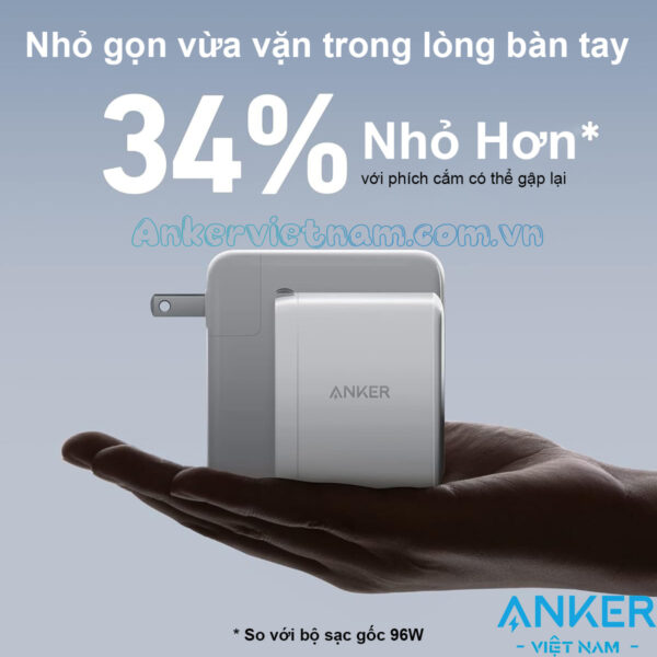 Bộ Sạc Nhanh 3 Cổng 100W 2C1A Anker 736 Nano II A2145 2 Củ sạc nhanh 3 Cổng 100W 2C1A Anker 736 Nano II A2145