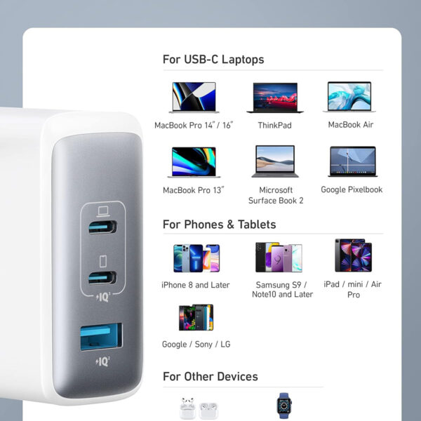 Bộ Sạc Nhanh 3 Cổng 100W 2C1A Anker 736 Nano II A2145 8 Củ sạc nhanh 3 Cổng 100W 2C1A Anker 736 Nano II A2145