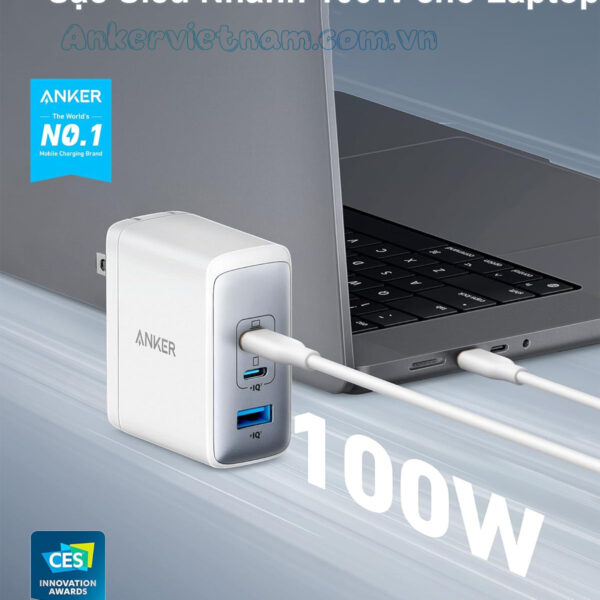 Bộ Sạc Nhanh 3 Cổng 100W 2C1A Anker 736 Nano II A2145 6 Củ sạc nhanh 3 Cổng 100W 2C1A Anker 736 Nano II A2145