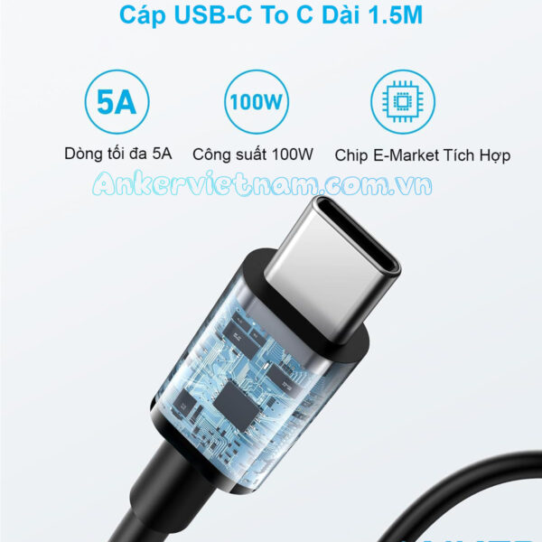 Củ Sạc Nhanh 67W 2C1A Anker 335 A2673 Kèm Dây Sạc C to C 1.5M