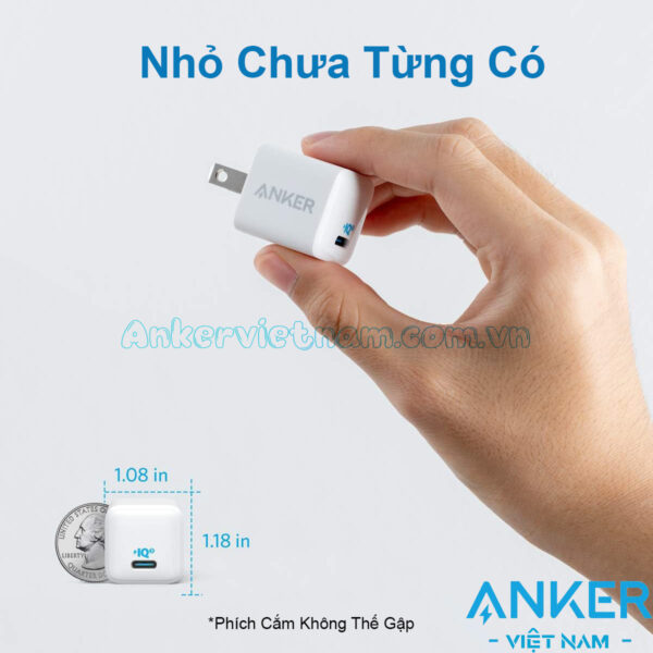 Củ Sạc nhanh USB Type C 20W Anker PowerPort III Nano A2633