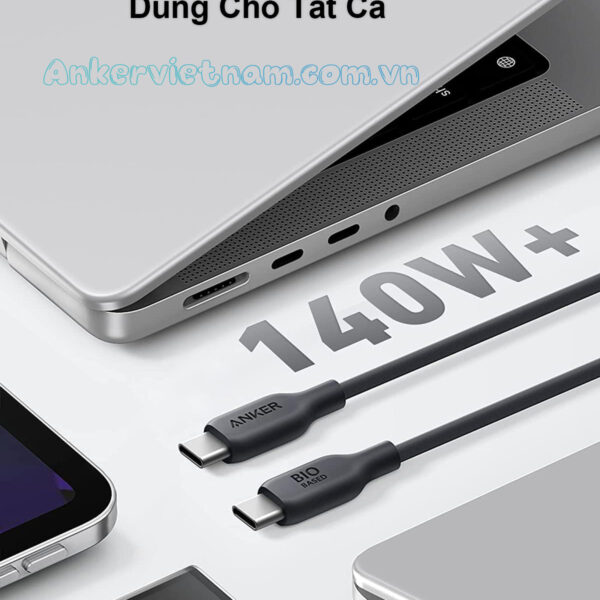 Dây Sạc C to C Công Suất 140W Vỏ Nhựa TPE Bảo Vệ Môi Trường Anker 544 (Bio-Based) - A80F1 / A80F2 3 Dây Sạc USB Type C Sang USB Type C Công Suất 140W Anker 544 TPE Bio-Based