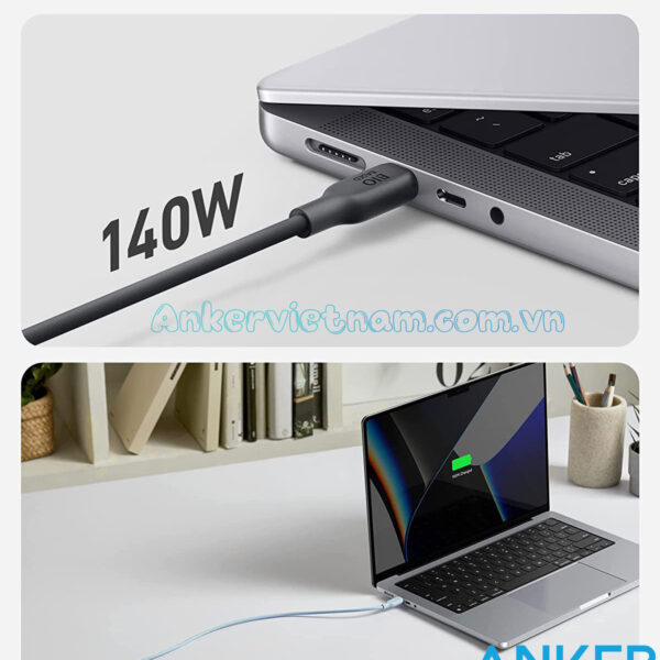Dây Sạc C to C Công Suất 140W Vỏ Nhựa TPE Bảo Vệ Môi Trường Anker 544 (Bio-Based) - A80F1 / A80F2 2 Dây Sạc USB Type C Sang USB Type C Công Suất 140W Anker 544 TPE Bio-Based