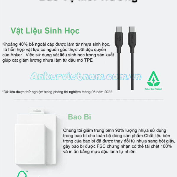 Dây Sạc C to C Công Suất 140W Vỏ Nhựa TPE Bảo Vệ Môi Trường Anker 544 (Bio-Based) - A80F1 / A80F2 5 Dây Sạc USB Type C Sang USB Type C Công Suất 140W Anker 544 TPE Bio-Based