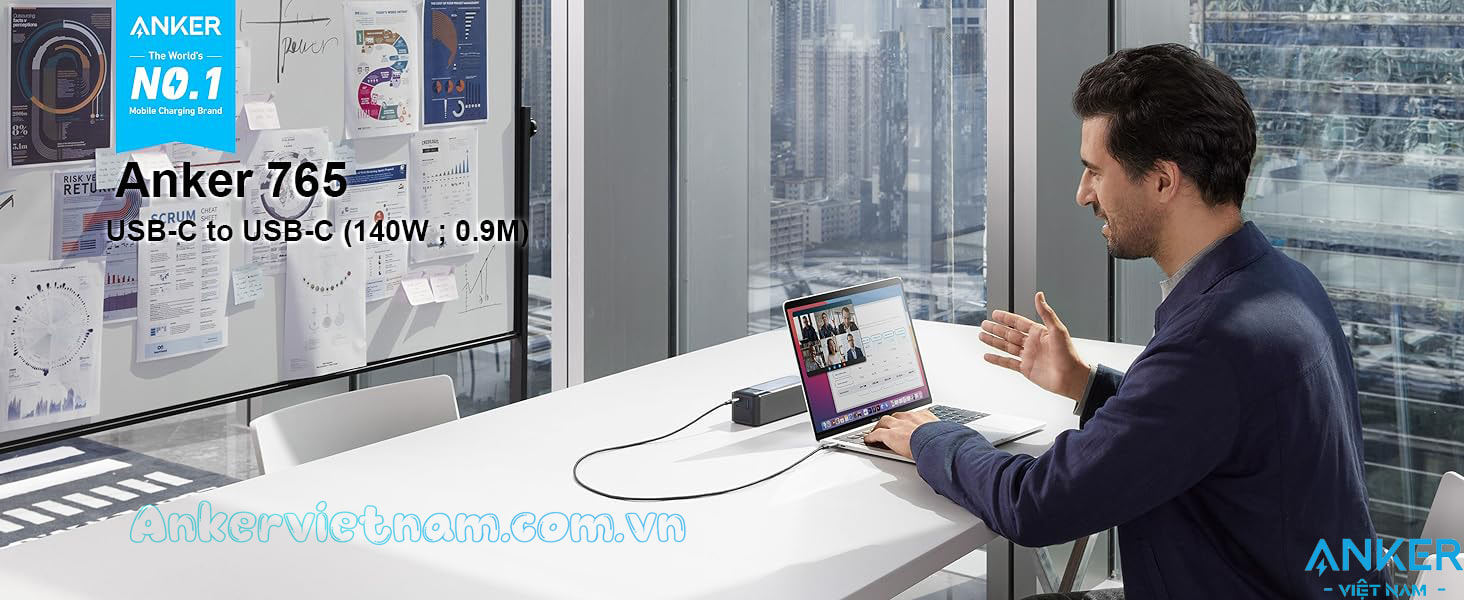 Dây Cáp Sạc USB C to USB C Dài 0.9M Anker 765 Sạc nhanh 140W dây bọc dù siêu chắc chắn A8865