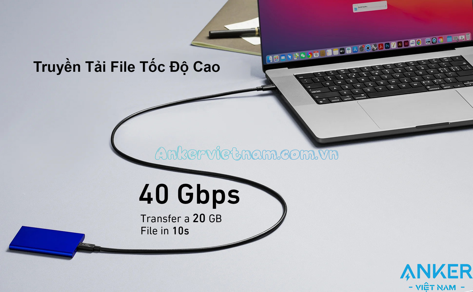 Cáp USB 4 Dài 1M Hỗ Trợ 8K@60Hz, truyền dữ liệu 40Gbps, sạc 240W Anker 515 A8487