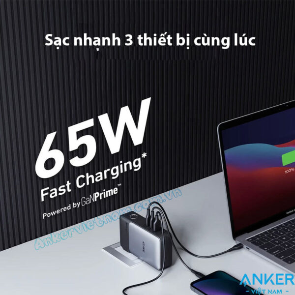 Củ Sạc GaN Prime Kiêm Sạc Dự PHòng Powerbank 10000mAh Công suất 65W Anker 733 A1651