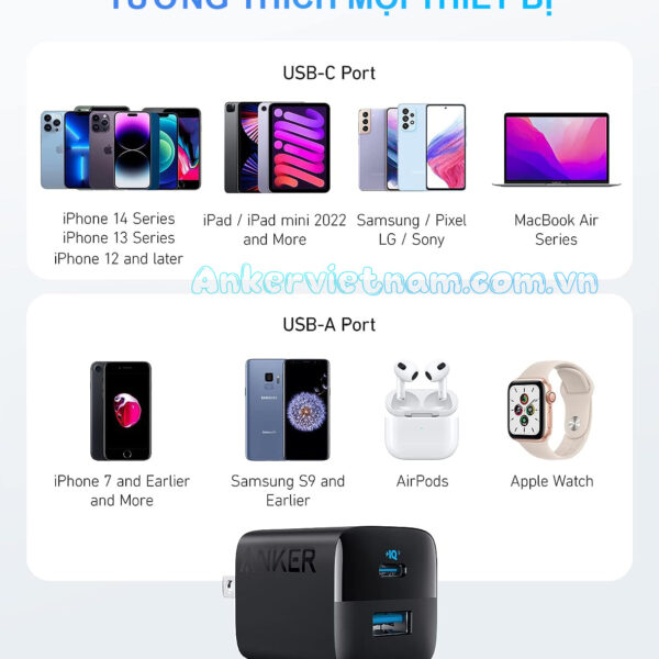 Củ Sạc Nhanh 33W 2 Cổng 1C1A Anker 323 A2331 6 Củ Sạc 1C1A 33W Anker 323 A2331