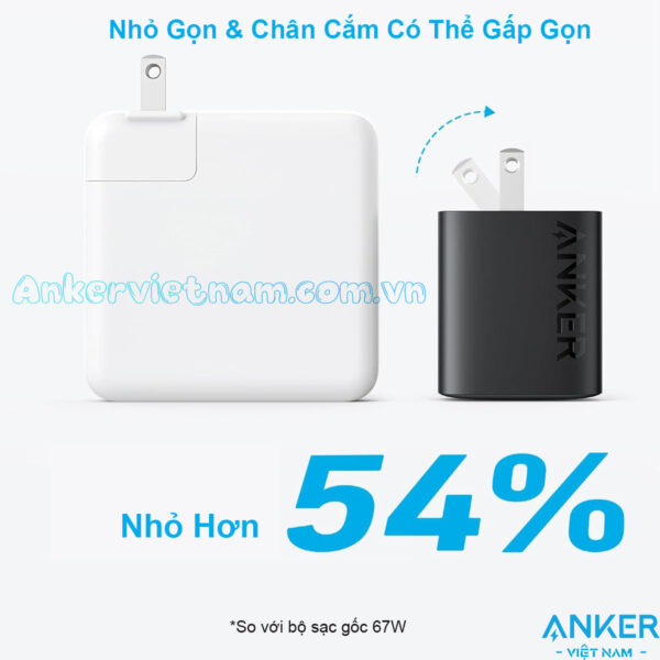 Củ Sạc Nhanh Type C 67W Anker 316 A2671 Chân Cắm Có Thể Gập Lại 6 Củ sạc nhanh 67W USB C Anker 316 A2671