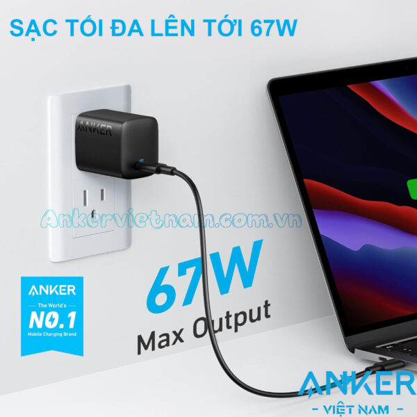 Củ Sạc Nhanh Type C 67W Anker 316 A2671 Chân Cắm Có Thể Gập Lại 2 Củ sạc nhanh 67W USB C Anker 316 A2671