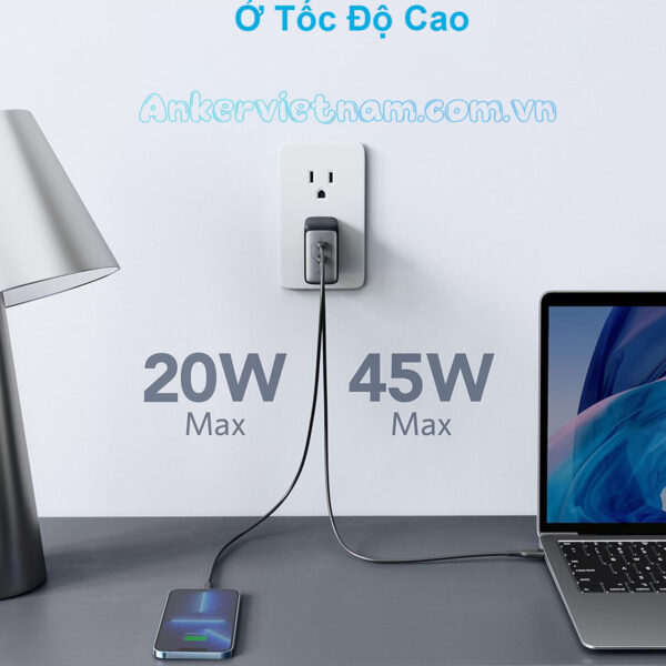 Củ sạc 65W Anker 726 PowerPort III 2C A2666 4 Củ Sạc Nhanh 65W 2 Cổng C Anker 736 Powerport III A2666