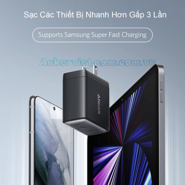 Củ sạc 65W Anker 726 PowerPort III 2C A2666 5 Củ Sạc Nhanh 65W 2 Cổng C Anker 736 Powerport III A2666