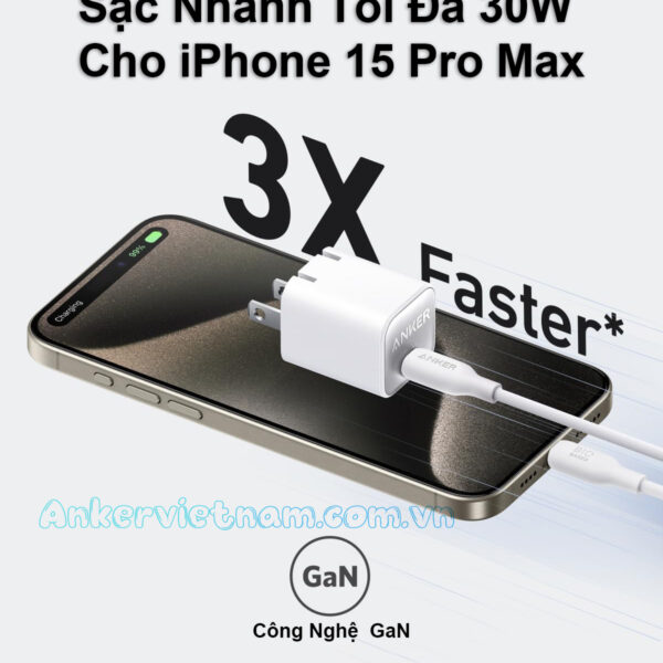 Củ Sạc Nhanh 30W 1 Cổng USB C Anker 511 Nano 3 A2147