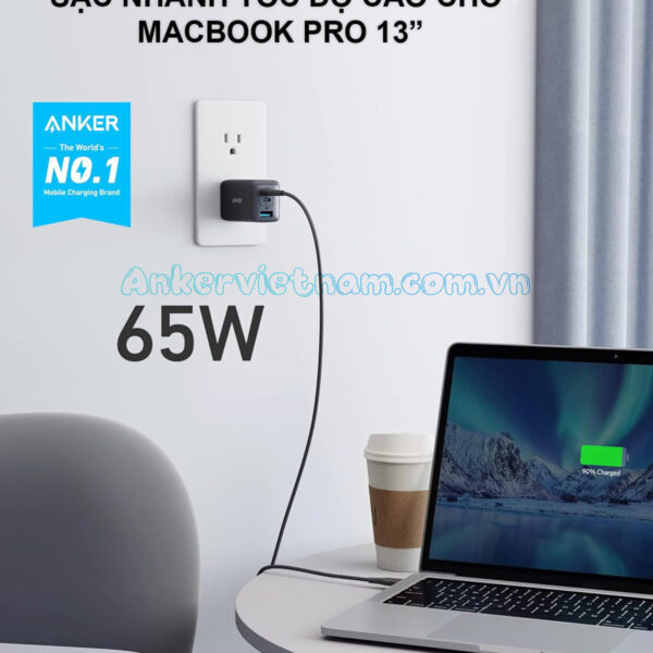 Củ sạc nhanh 65W Anker 735 PowerPort III 2C1A A2667 1 Củ Sạc Nhanh 2C1A 65W Anker 735 Powerport III A2667