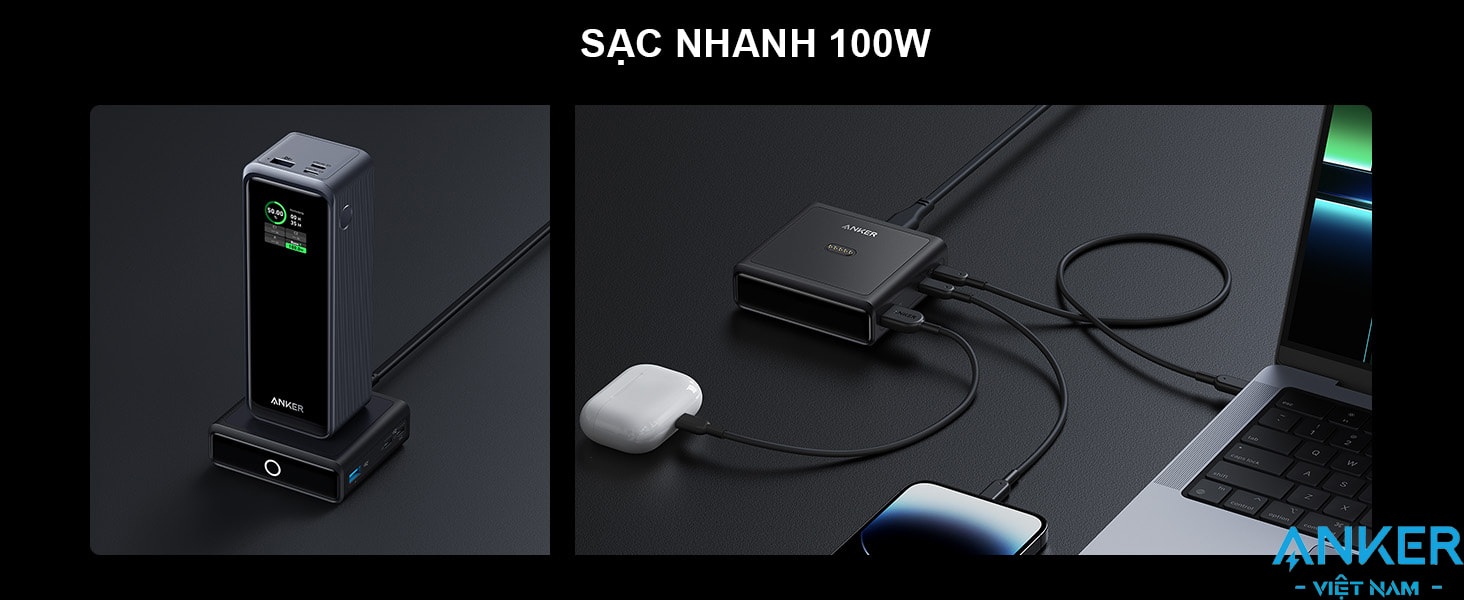 Đế Sạc 2C1A Có Chân Sạc Cho Sạc Dự Phòng Anker Prime A1902