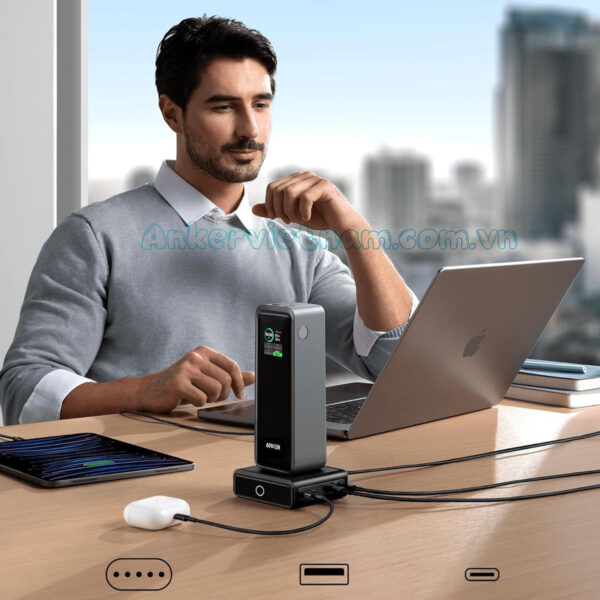 Đế Sạc 2C1A Có Chân Sạc Cho Sạc Dự Phòng Anker Prime A1902
