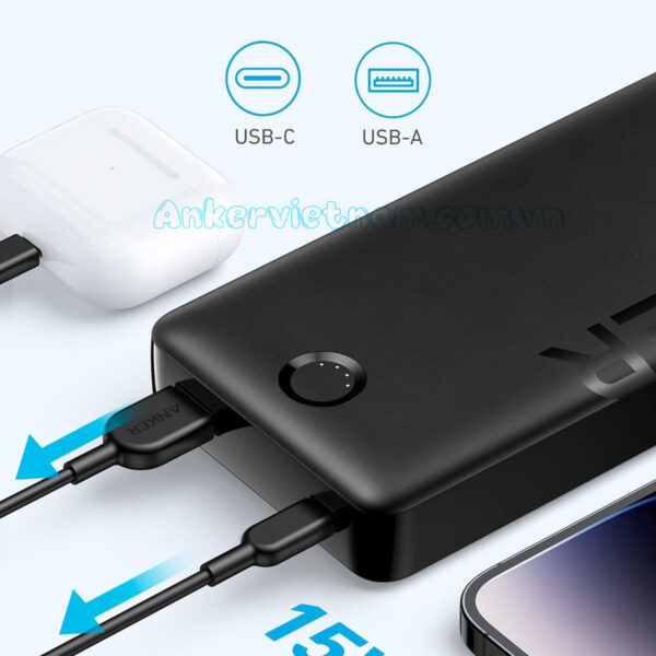 Sạc dự phòng 20000mAh Anker 325 Powercore II sạc nhanh 15W_A1286