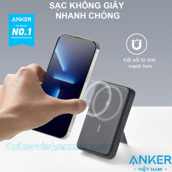 Pin Dự Phòng Không Dây 10000mAh Anker 633 MagGo 1A1C 20W_A1641 1 Sạc dự phòng không dây 10000mAh Có Từ Tính Anker 633 MagGo 1A1C_A1641