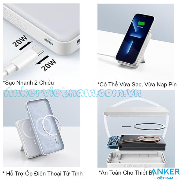 Pin Dự Phòng Không Dây 10000mAh Anker 633 MagGo 1A1C 20W_A1641 6 Sạc dự phòng không dây 10000mAh Có Từ Tính Anker 633 MagGo 1A1C_A1641