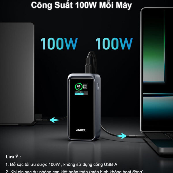 Sạc dự phòng 20000mAh 2C1A Sạc Nhanh 100W Anker 735 A1336