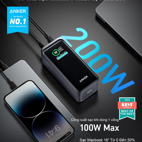 Sạc dự phòng 20000mAh 2C1A Sạc Nhanh 100W Anker 735 A1336