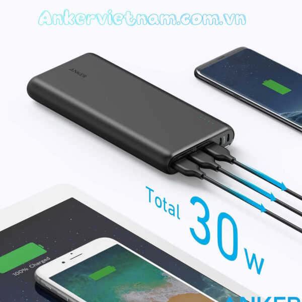 Pin dự phòng 26800mAh 3 Cổng USB 30W 2 Cổng Đầu Vào USB-C Anker A1277 2 Pin Sạc dự phòng 26800mAh Anker 337 A1277