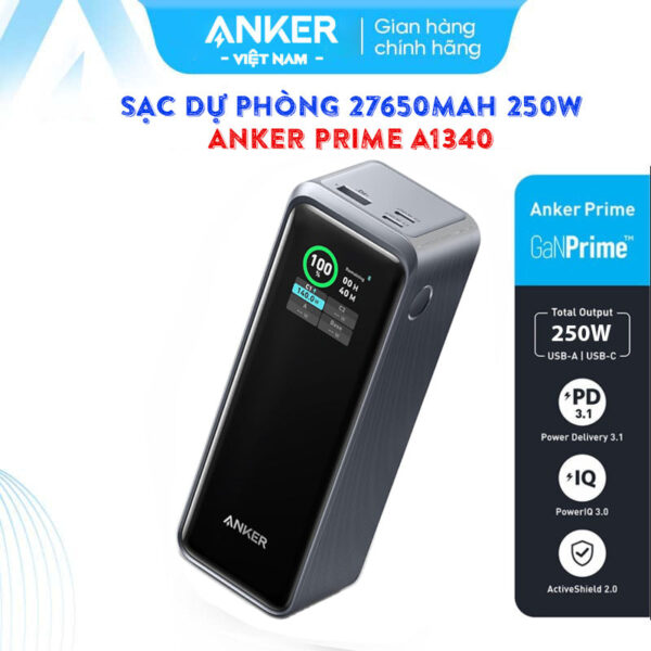 Pin Sạc Dự Phòng Anker Prime 27650mAh Công Suất 250W 2C1A PD140W A1340