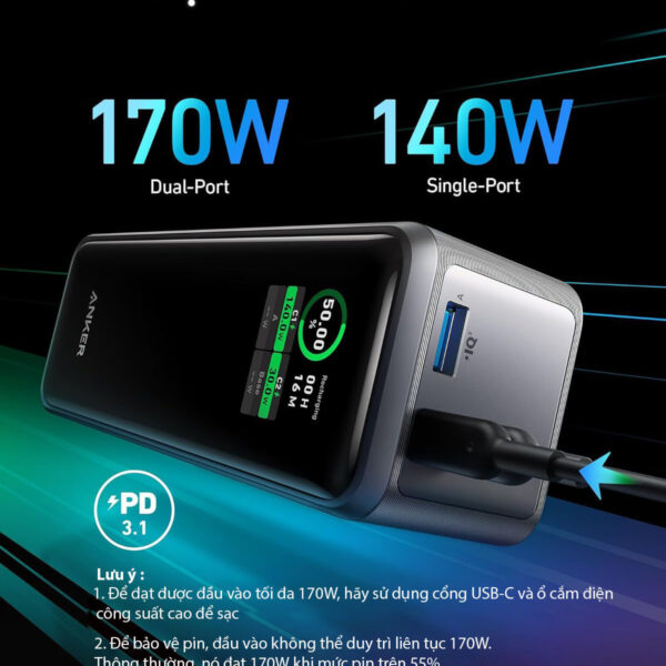 Pin Sạc Dự Phòng Anker Prime 27650mAh Công Suất 250W 2C1A PD140W A1340