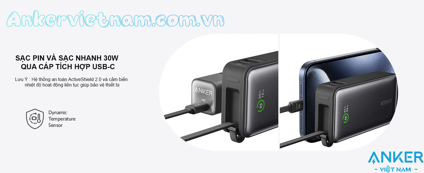 Anker Nano 1A1C 30W_Sạc dự phòng 10000mAh Kèm Dây USB-C_A1259