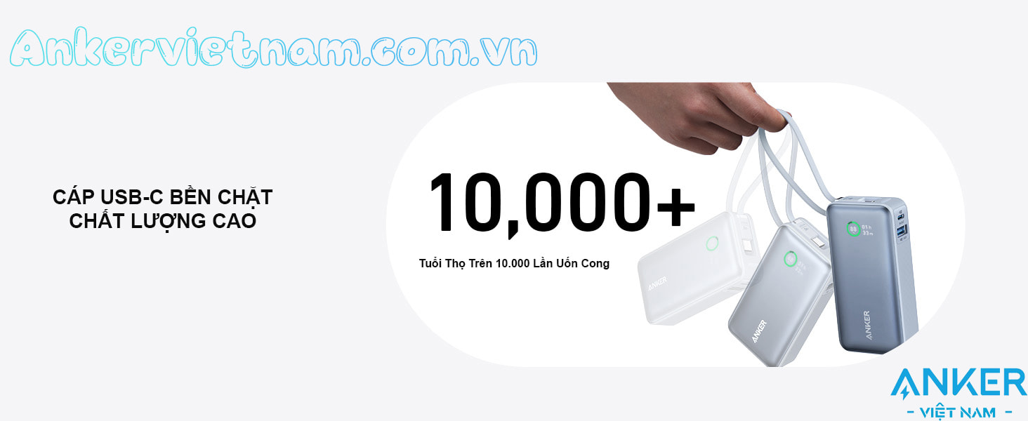 Anker Nano 1A1C 30W_Sạc dự phòng 10000mAh Kèm Dây USB-C_A1259