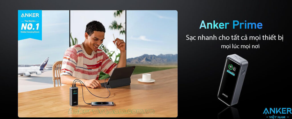 Pin Dự Phòng 2 Cổng C 12000mAh Anker Prime 723 Công Suất 130W Màn hình smart Displayport A1335