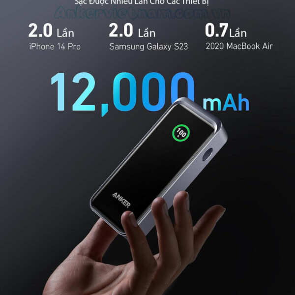 Pin Dự Phòng 2 Cổng C 12000mAh Anker Prime 723 Công Suất 130W Màn hình smart Displayport A1335