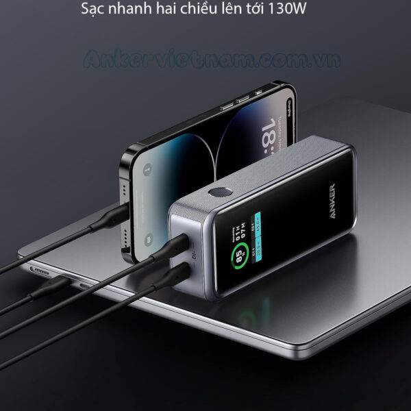 Pin Dự Phòng 2 Cổng C 12000mAh Anker Prime 723 Công Suất 130W Màn hình smart Displayport A1335