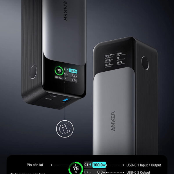 Pin dự phòng 24000mAh 1A1C Sạc Nhanh 140W Anker 737 Powercore A1289