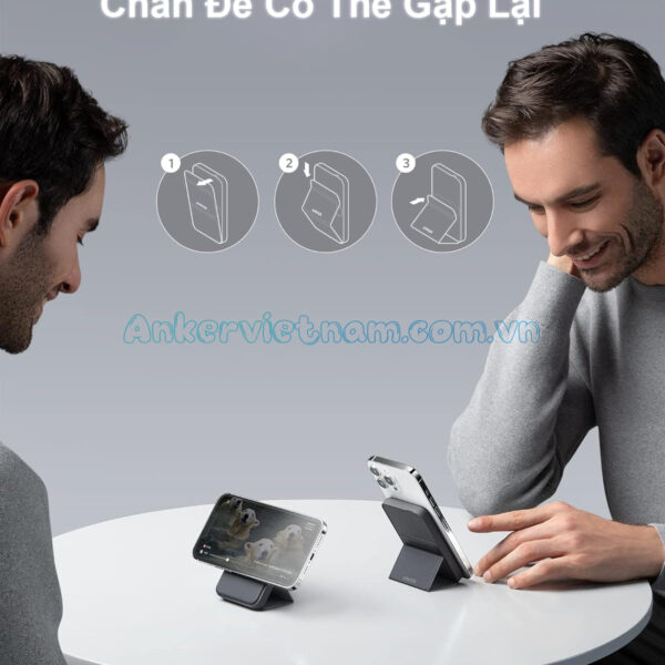 Sạc dự phòng không dây 5000mAh 1 Cổng C 7.5W Anker 662 MagGo A1614 Chân Đế có thể gấp lại