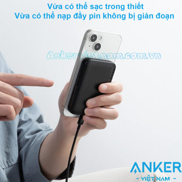 Sạc dự phòng không dây từ tính Anker 321 MagGo 1C 7.5W 5000mah_A1616 5 Pin sạc dự phòng không dây hỗ trợ sạc không dây từ tính Dung lượng 500mAh Anker 321 MagGo 1C 7.5W A1616
