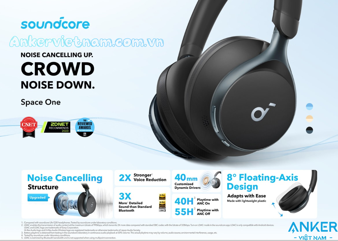 Tai nghe chụp tai bluetooth 5.3 Anker Soundcore Space One A3035