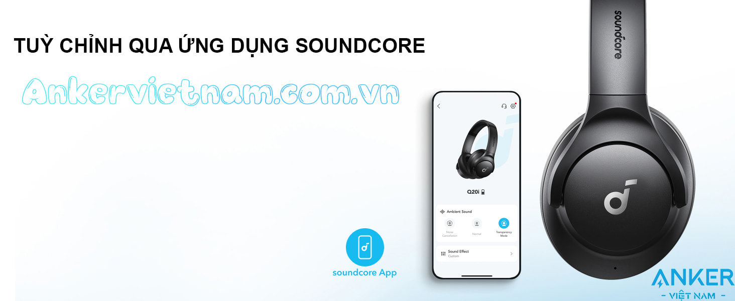 Tai nghe bluetooth Soundcore Q20i Anker 3004 chống ồn chủ động ANC, pin dùng 40 tiếng