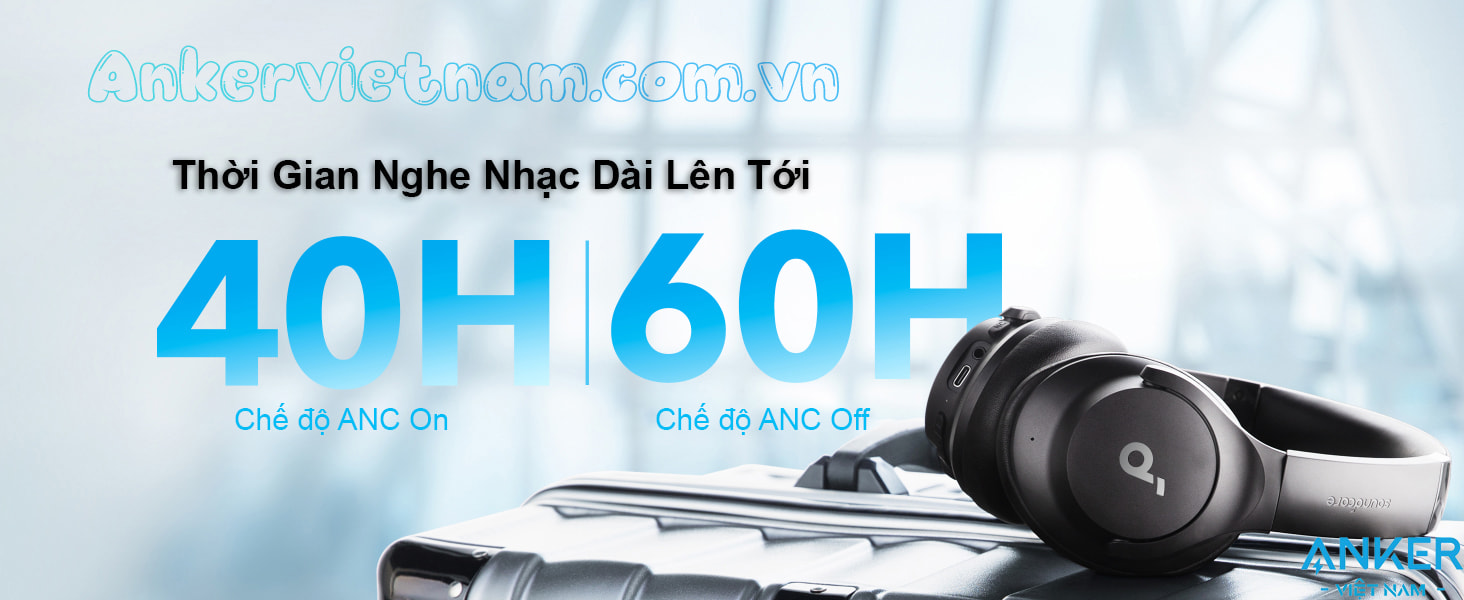 Tai nghe bluetooth Soundcore Q20i Anker 3004 chống ồn chủ động ANC, pin dùng 40 tiếng