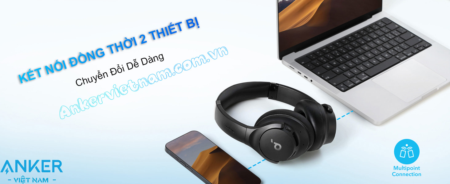 Tai nghe bluetooth Soundcore Q20i Anker 3004 chống ồn chủ động ANC, pin dùng 40 tiếng