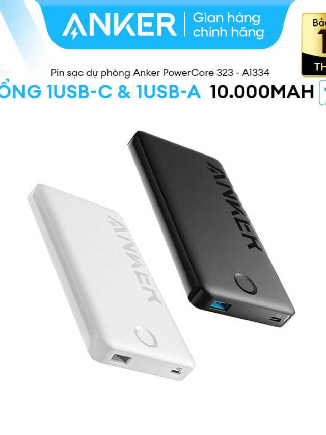 Sạc Dự Phòng 10000 mAh Anker 323 1 Cổng A 1 Cổng C A1334