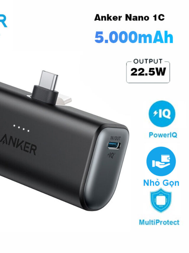 Anker Nano A1653 Sạc Dự Phòng 5000mAh Kèm 1 Cổng C Sạc Nhanh 22.5W
