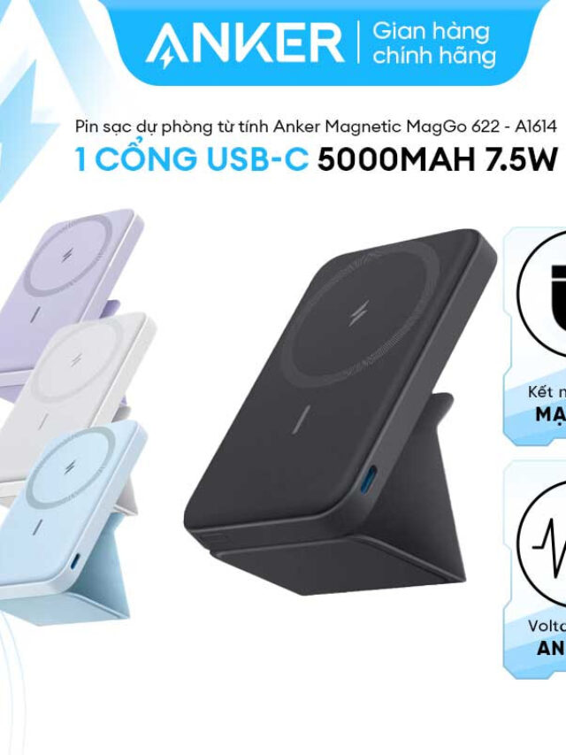 Anker 622 Sạc Dự Phòng Từ Tính Không Dây 5000mAh Với Chân Đế Có Thể Gấp Lại  A1614