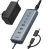 Bộ Chia Cổng USB 8 Trong 1 với 3 cổng USB 3.0 và 4 Cổng USB-C + 1 Cổng Sạc USB-C PD100W Anker A8307 ( Bao gồm nguồn 45W ) 7 Hub Chia Cổng USB Sang 4 Cổng USB-C và 3 Cổng USB A Kèm PD100W và Nguồn 45W ANker A8307