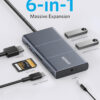 Bộ Chuyển Đổi USB-C 6-in-1 Hỗ Trợ HDMI 4K + 2* USB 3.1 Gen 2 + Audio 3.5mm +SD CardReader + PD 100W Anker A8366 8 HUB USB-C Sang HDMI 4K+ 2 Cổng USB 10Gbps + 1 Audio 3.5mm + 1 SD Card + PD 100W Anker A8366