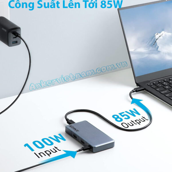 Hub USB-C Anker 343 To 2 HDMI 4K+ USB-A +USB Type C + PD100W- A8372