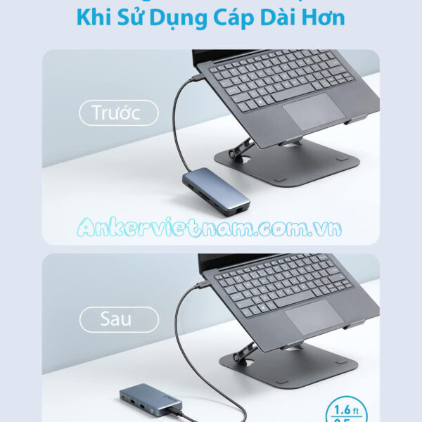 Hub USB-C Anker 343 To 2 HDMI 4K+ USB-A +USB Type C + PD100W- A8372