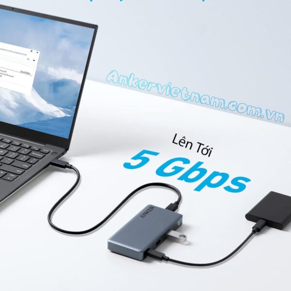 Hub USB-C Anker 343 To 2 HDMI 4K+ USB-A +USB Type C + PD100W- A8372