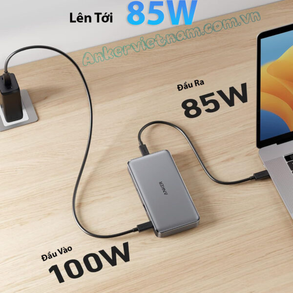 Hub USB Type C Sang - 2 cổng HDMI, 2x-USB-A,1x USB-C,1x-RJ45,1x-SD-1x-TF-1x-PD100W-Anker-563-A8386