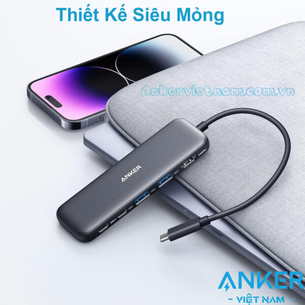 HUB-USB-C Sang HDMI 4K +2 Cổng USB 3.0 + 1 USB-C + PD100W Anker 322-8355
